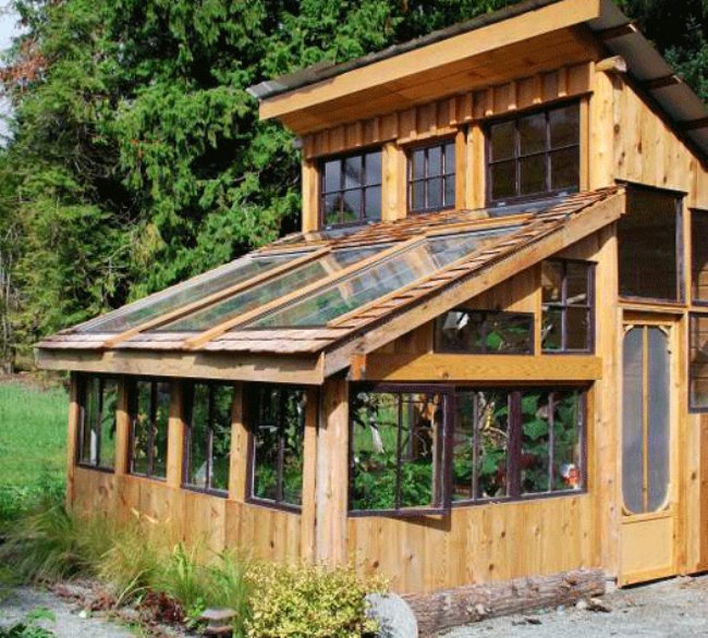 greenhouse made of old windows