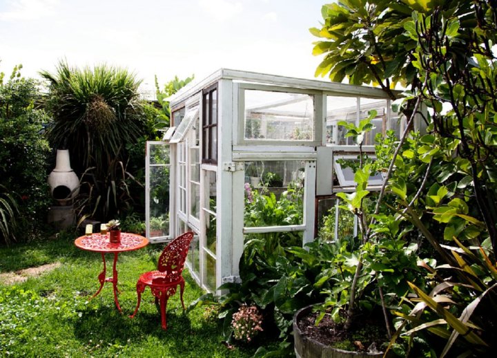 greenhouse made of old windows