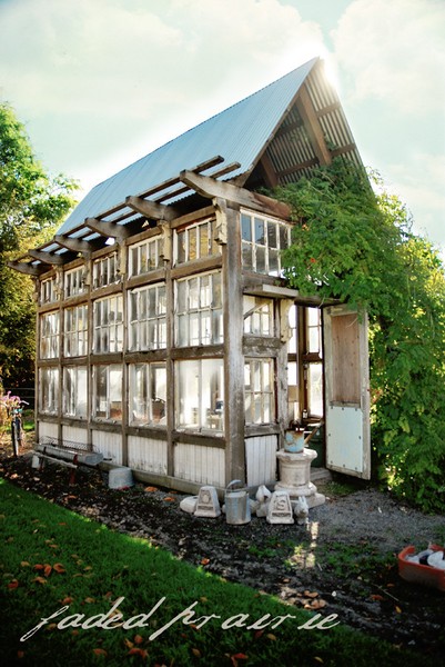 greenhouse made of old windows