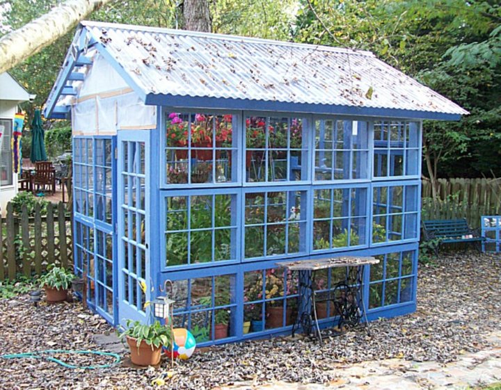 greenhouse made of old windows