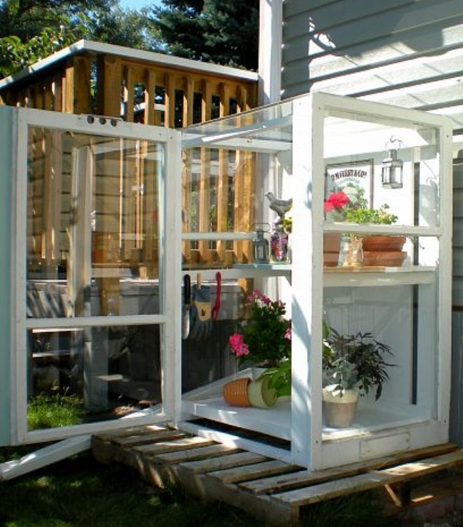 greenhouse made of old windows