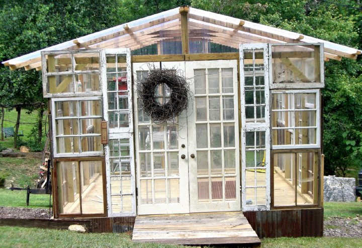 greenhouse made of old windows