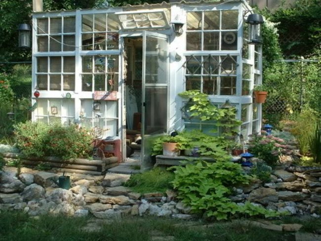 greenhouse made of old windows