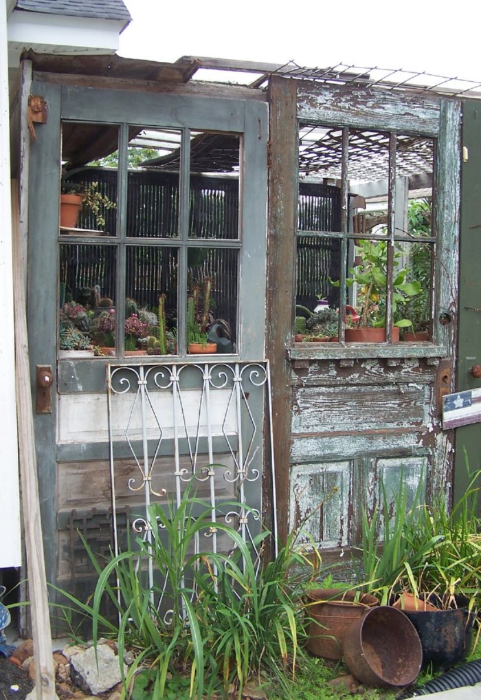 greenhouse made of old doors