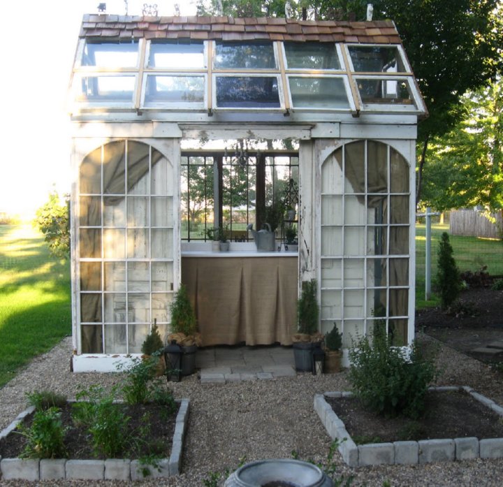 greenhouse made of old windows