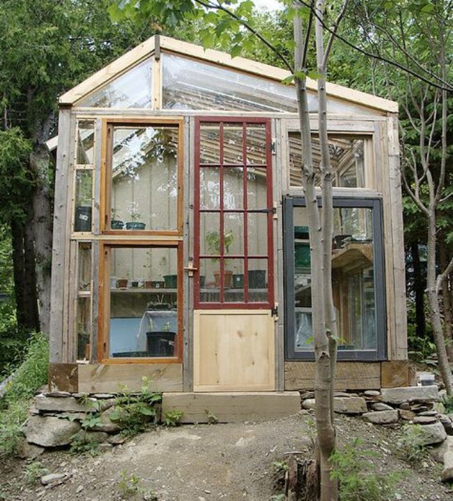 greenhouse made of old windows