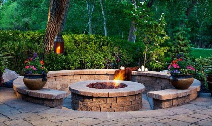 outdoor stone bench