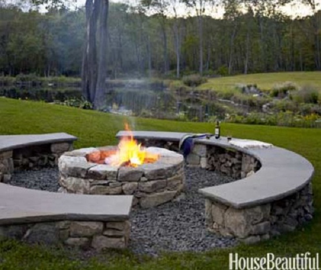 outdoor stone bench