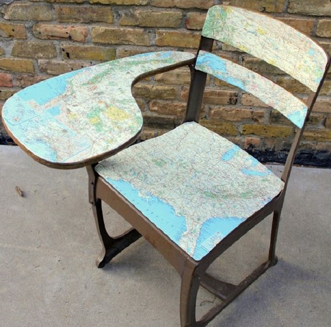 map covered chair
